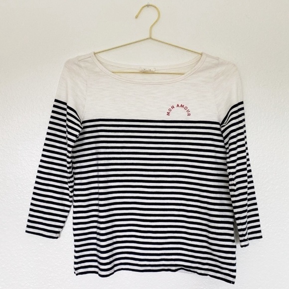 SOFT JOIE Striped 3/4 Sleeve ‘Mi Amour’ Top SZ XS sailor core - Picture 3 of 8